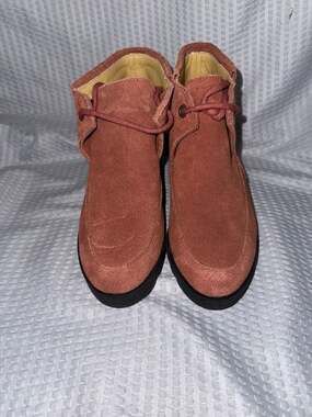 Bussola Leeds Lia Silk Suede Spice Fringe Wedge Ankle Boots Size 37